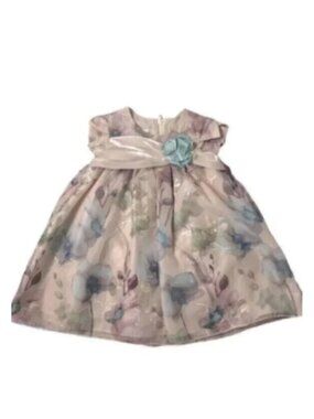 Bonnie Baby Baby Girl Blush Floral Print Fancy Dress 18 Months